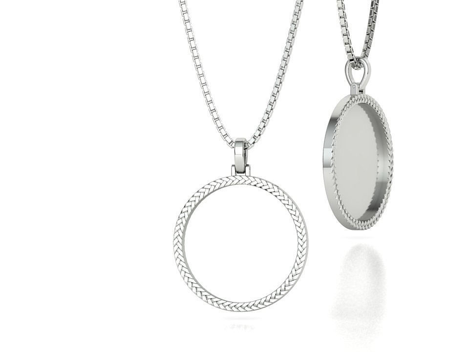 Memory Frame Pendant 30mm Round Memory Pendant 3D print model_3