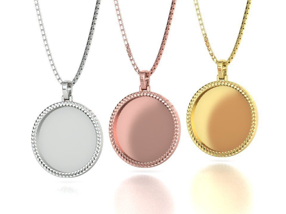 Memory Frame Pendant 30mm Round Memory Pendant 3D print model_31