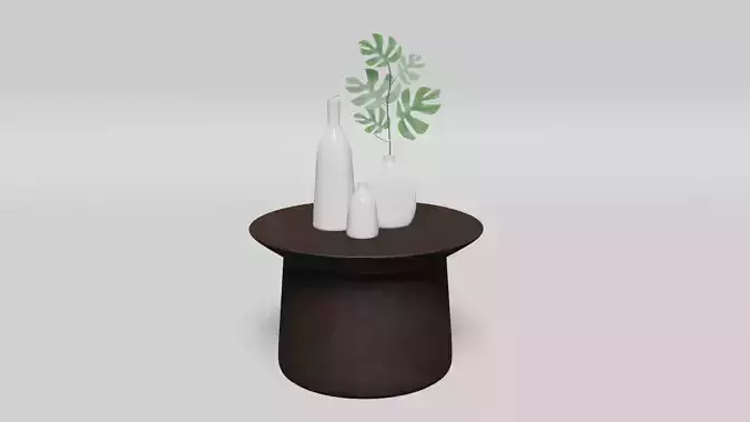 Mesa coco coffe con jarrones