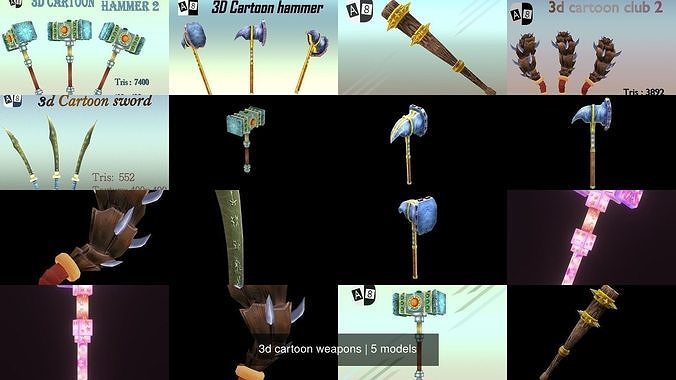 3d cartoon weapons 3D Model Collection