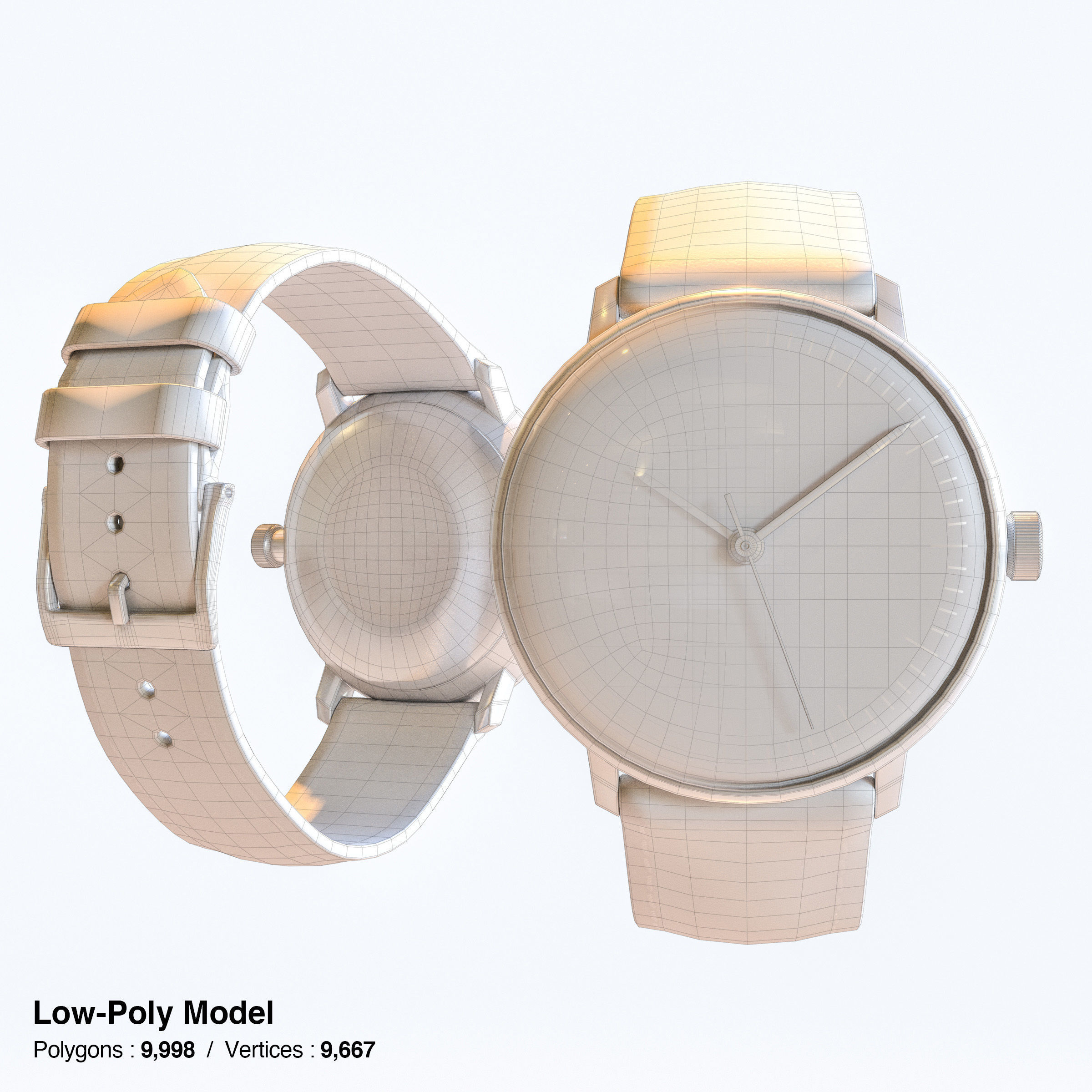 Minimalist Watch 4 - Automatic - Black Dial x Stainless Case Low-poly 3D model_15