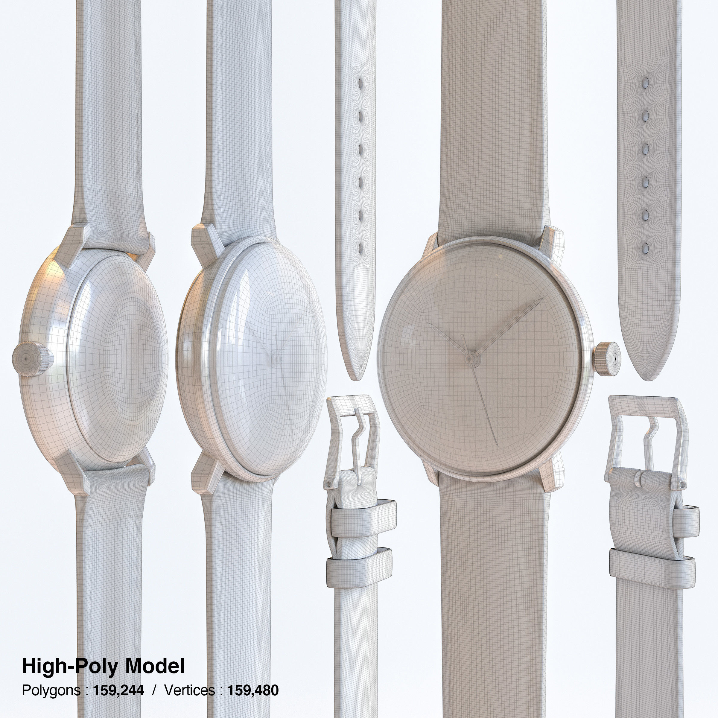 Minimalist Watch 4 - Automatic - Black Dial x Stainless Case Low-poly 3D model_6