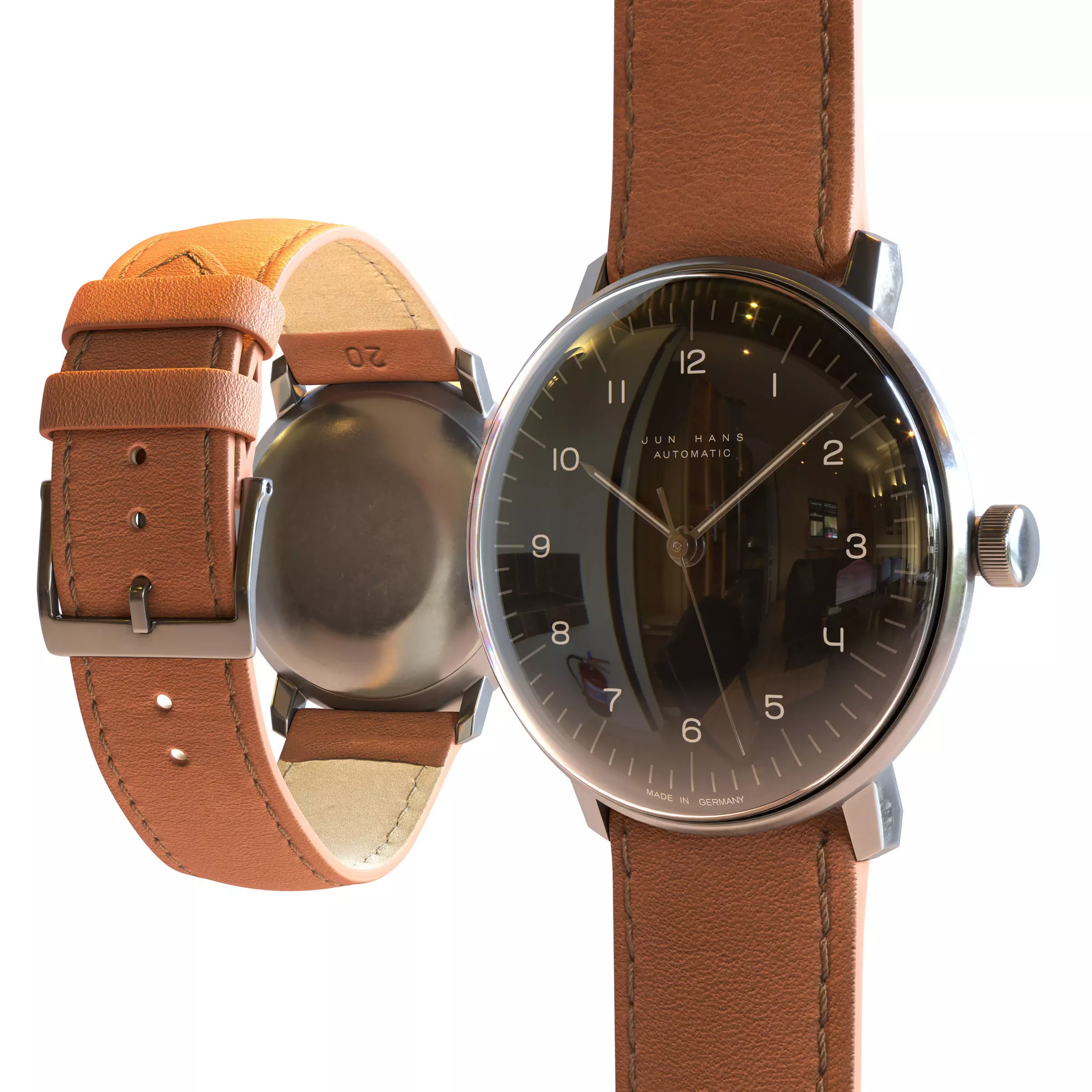 Minimalist Watch 4 - Automatic - Black Dial x Stainless Case Low-poly 3D model_0