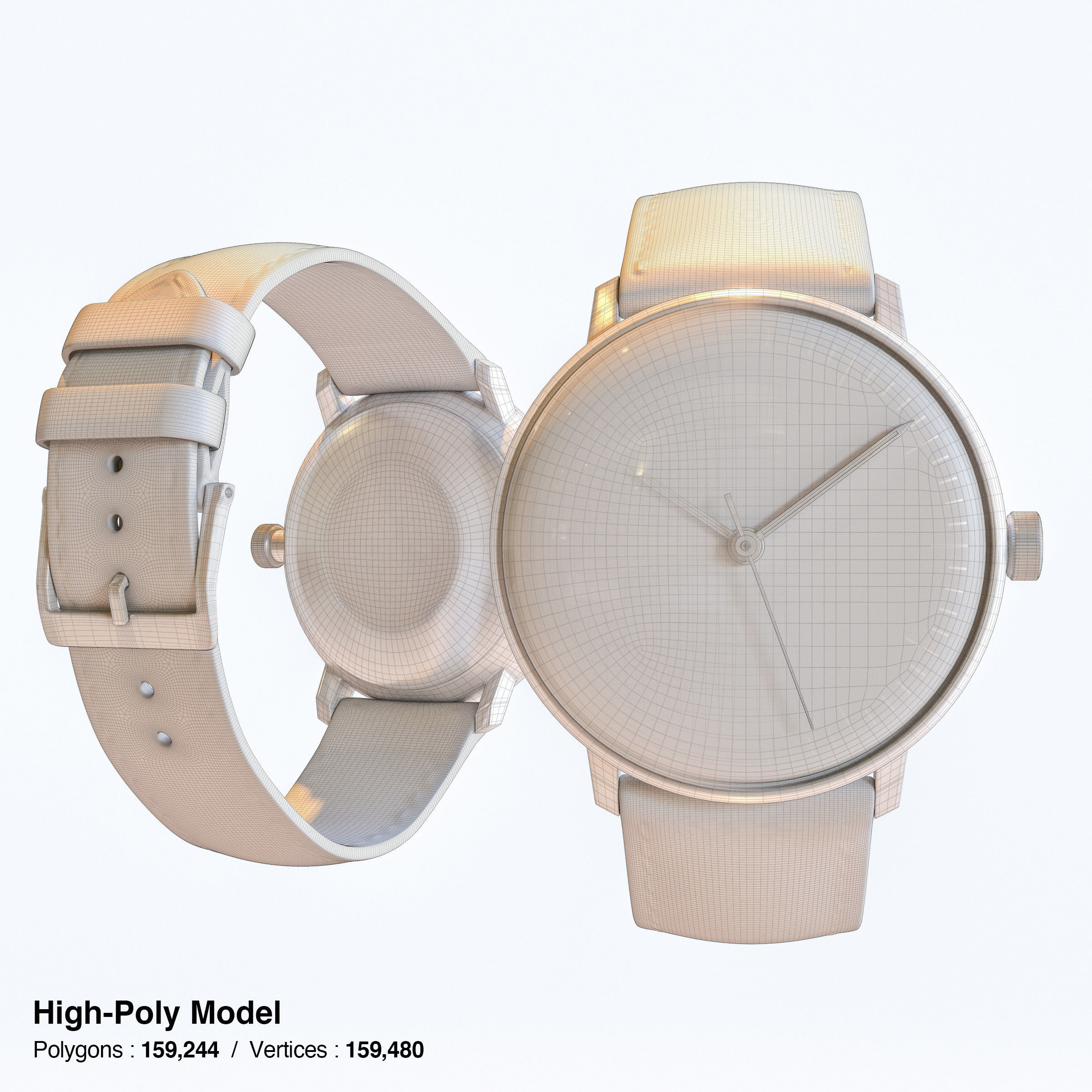 Minimalist Watch 4 - Automatic - Black Dial x Stainless Case Low-poly 3D model_12