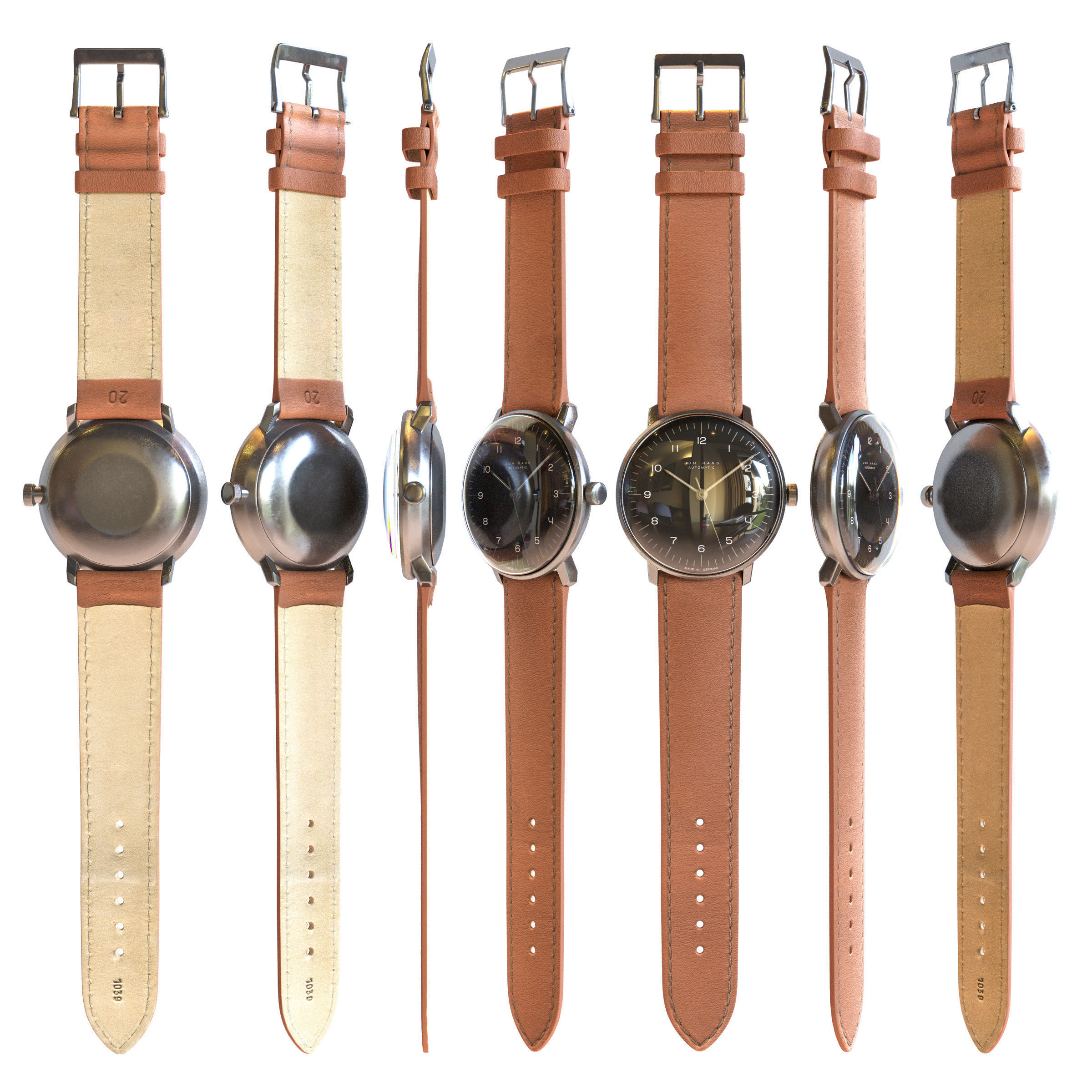 Minimalist Watch 4 - Automatic - Black Dial x Stainless Case Low-poly 3D model_1