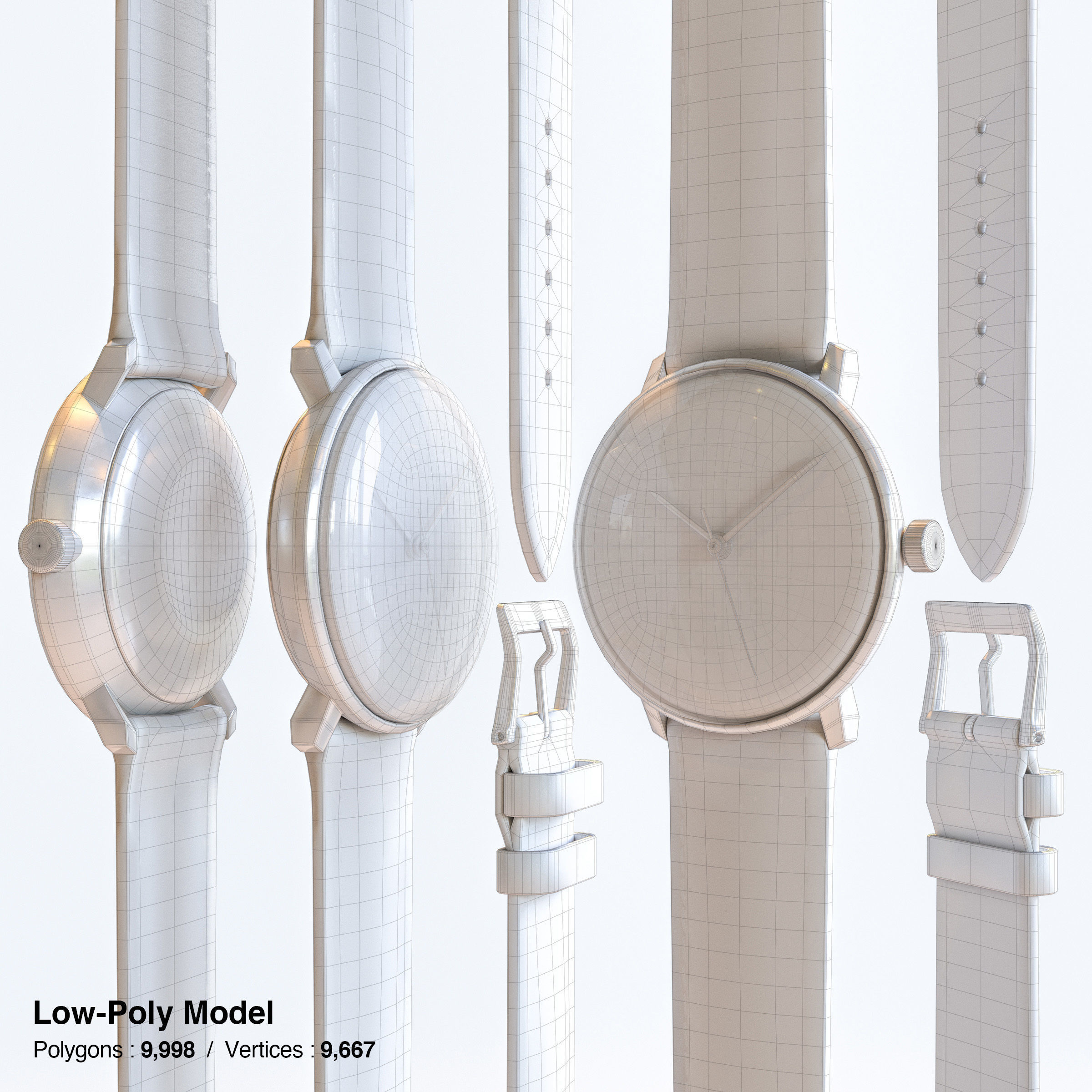 Minimalist Watch 4 - Automatic - Black Dial x Stainless Case Low-poly 3D model_9