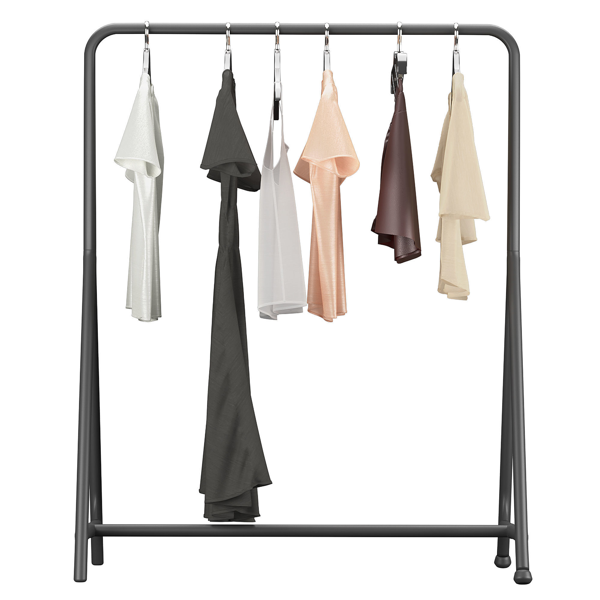 IKEA Turbo Clothes Rack with Clothes Set 3D model_4