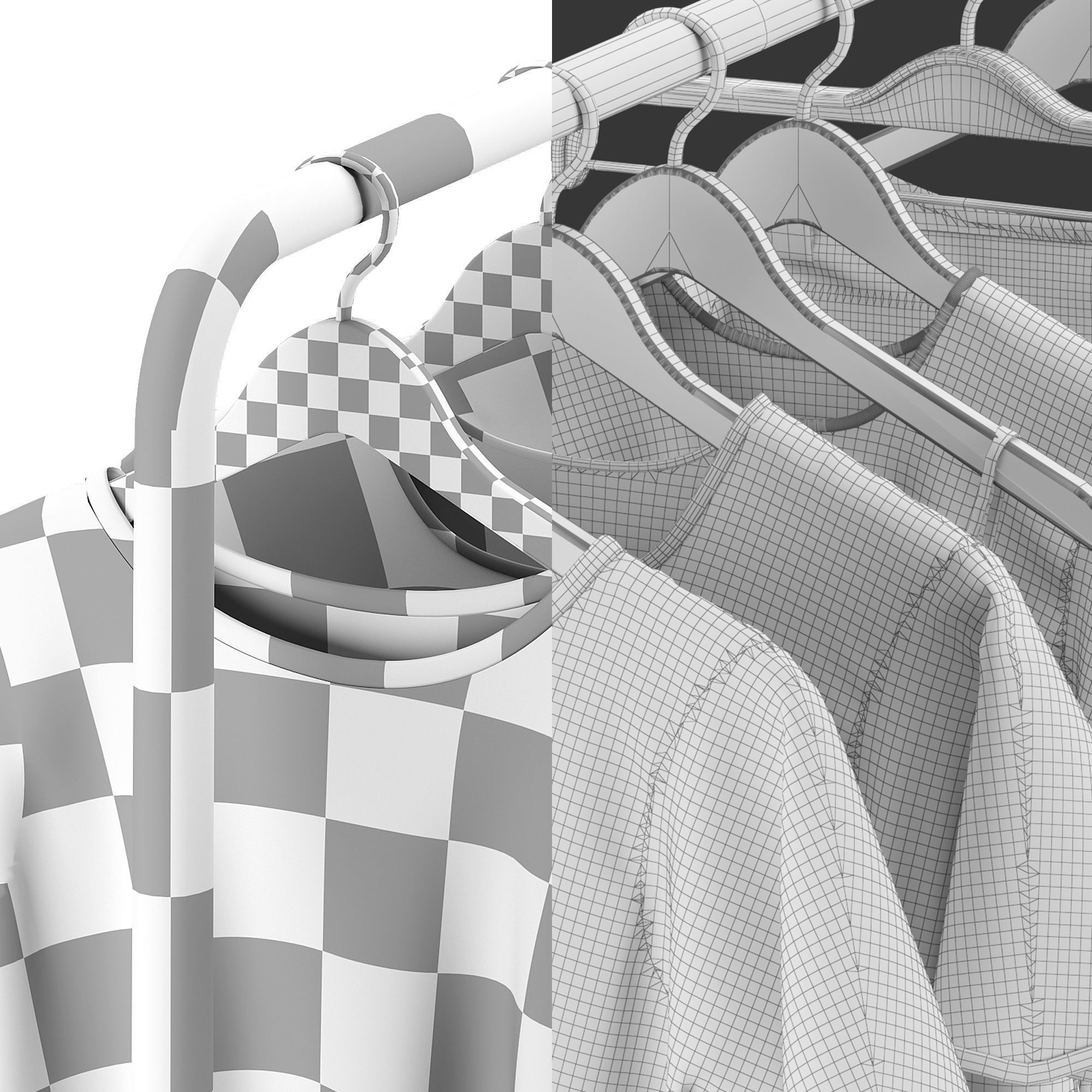 IKEA Turbo Clothes Rack with Clothes Set 3D model_8