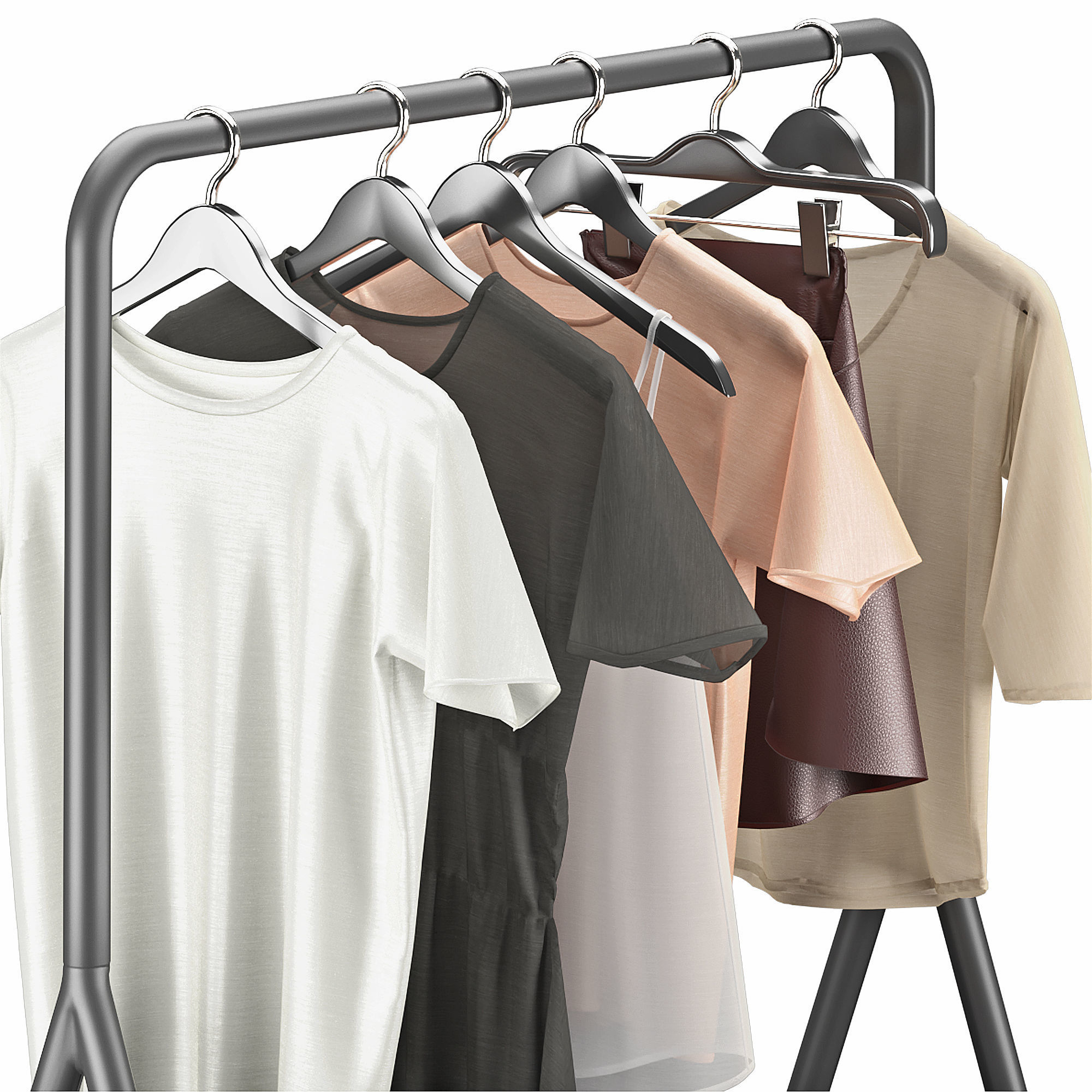 IKEA Turbo Clothes Rack with Clothes Set 3D model_3