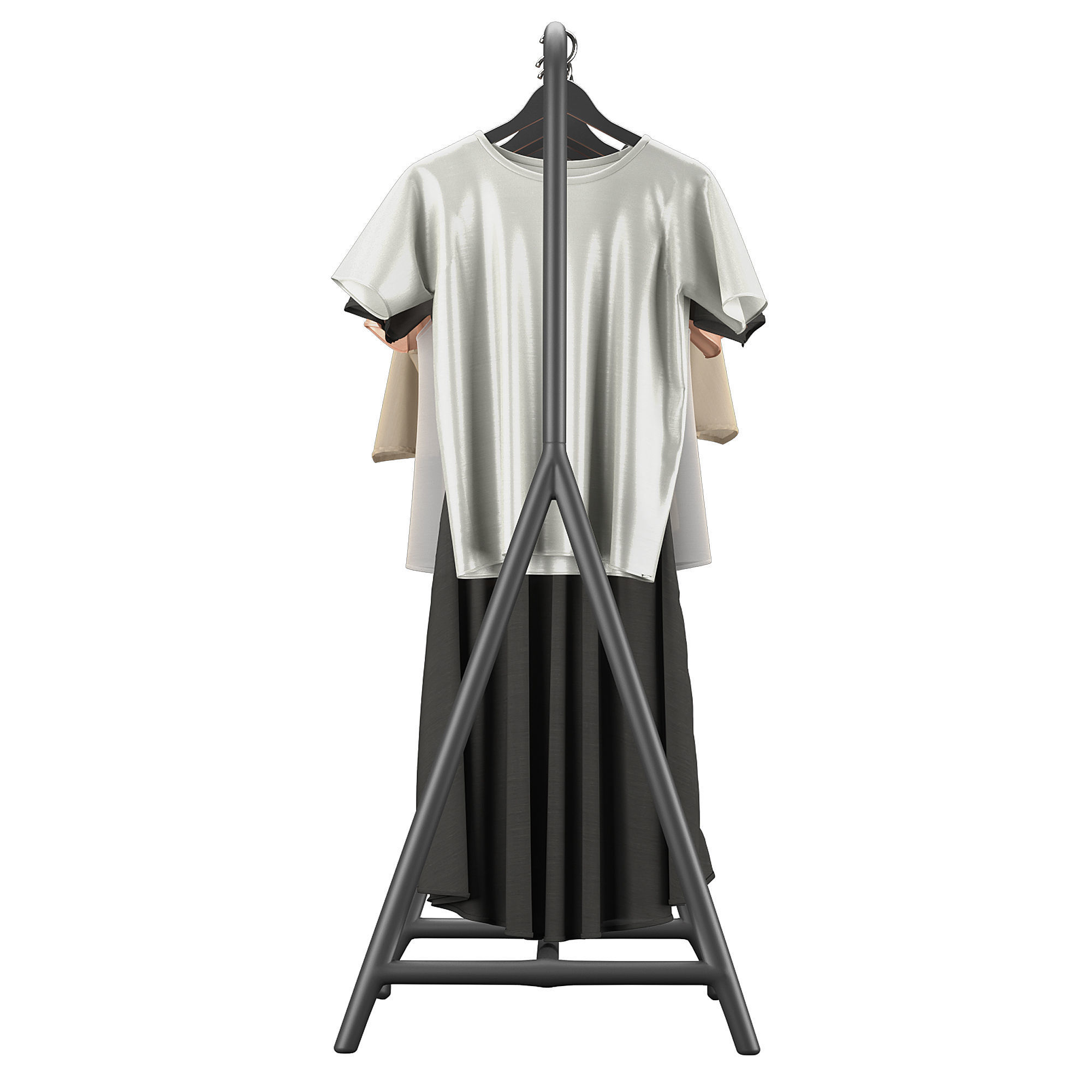 IKEA Turbo Clothes Rack with Clothes Set 3D model_2