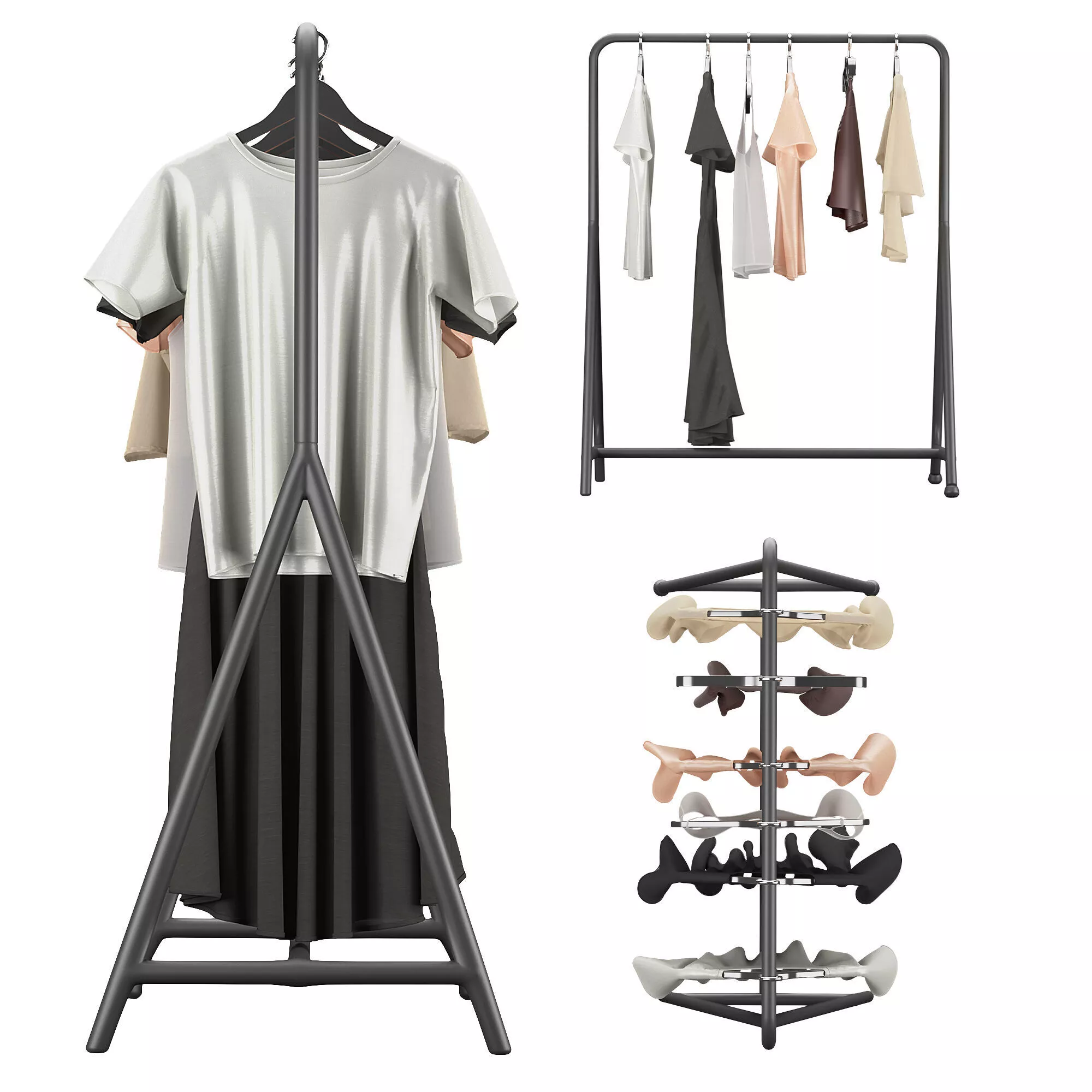 IKEA Turbo Clothes Rack with Clothes Set 3D model