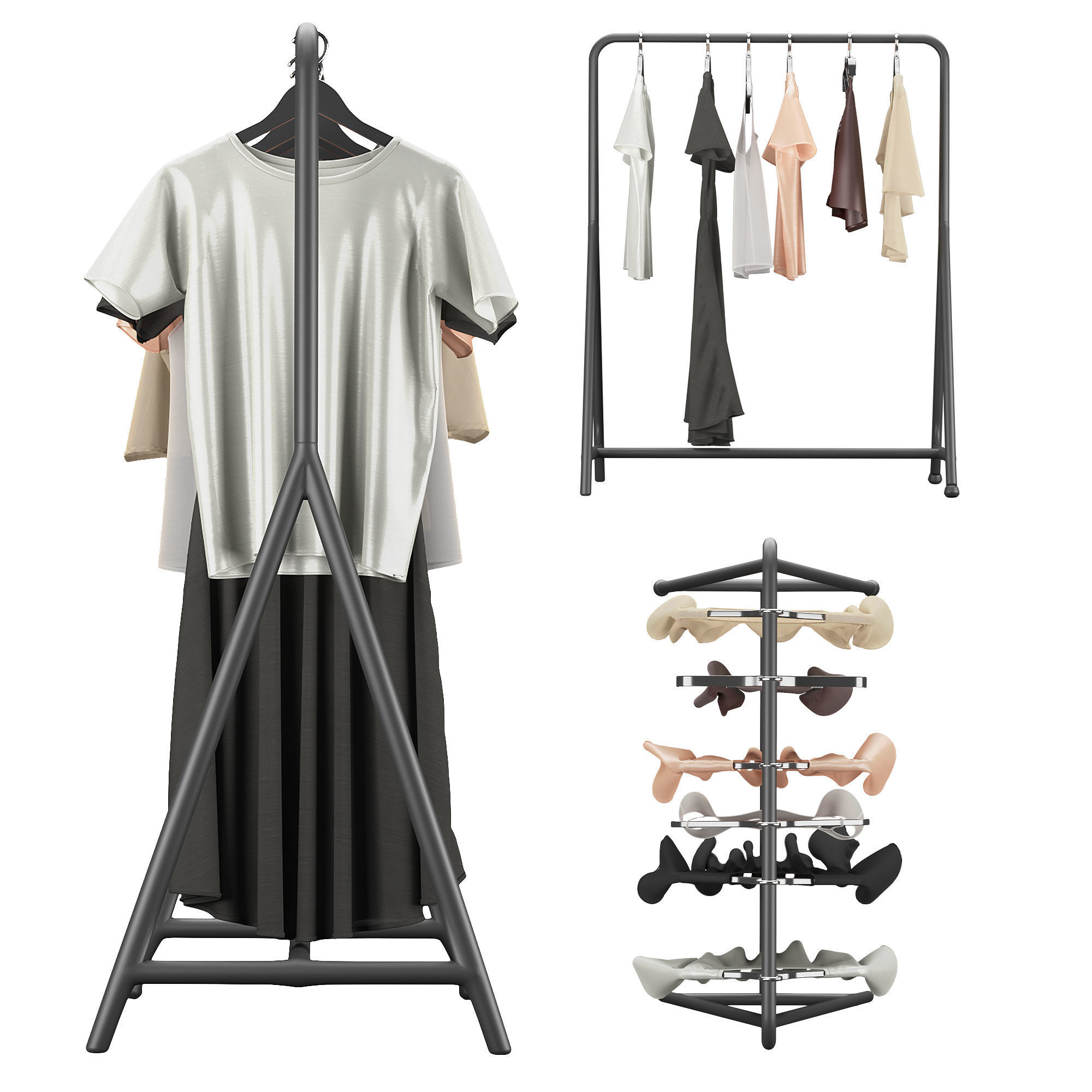 IKEA Turbo Clothes Rack with Clothes Set 3D model_1