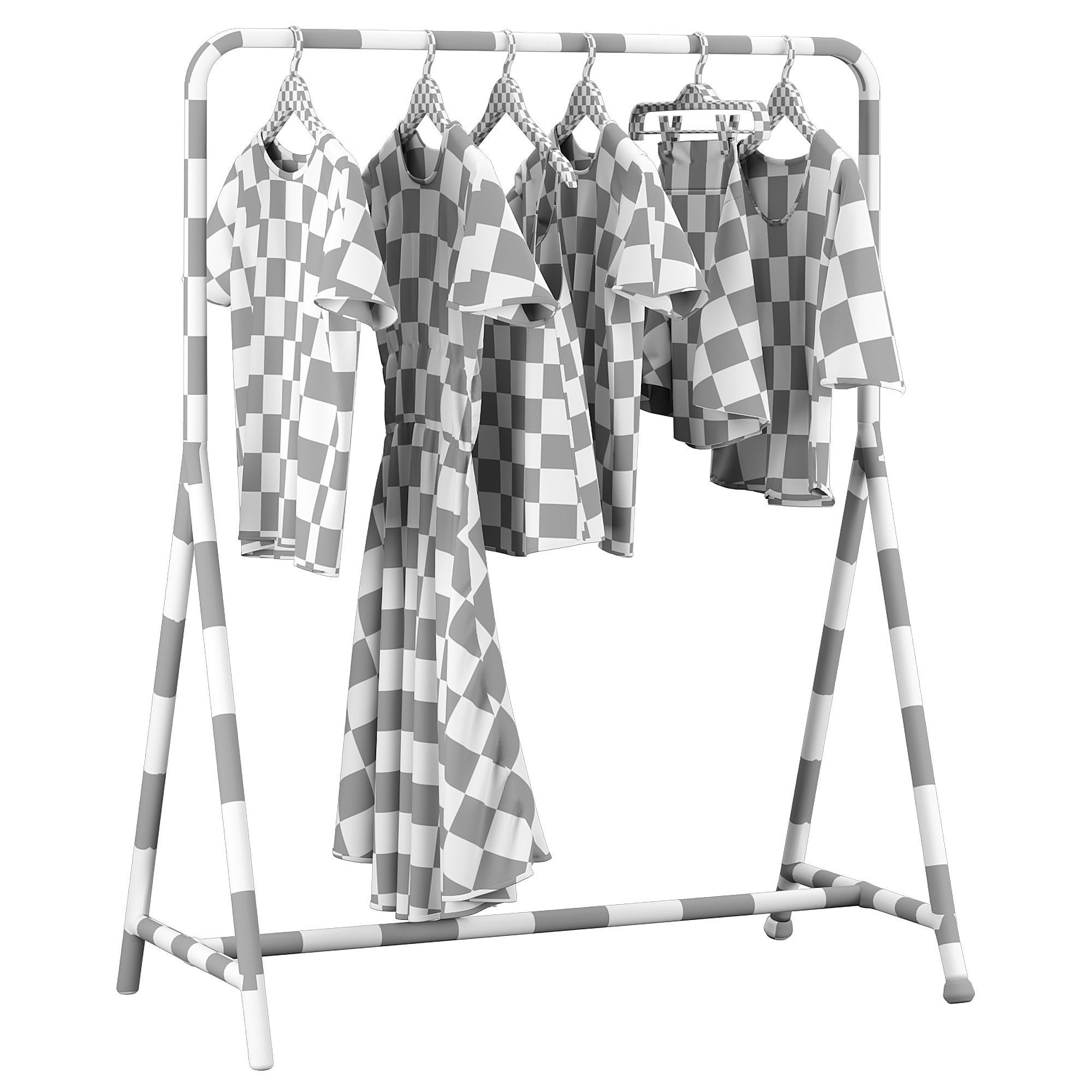 IKEA Turbo Clothes Rack with Clothes Set 3D model_6