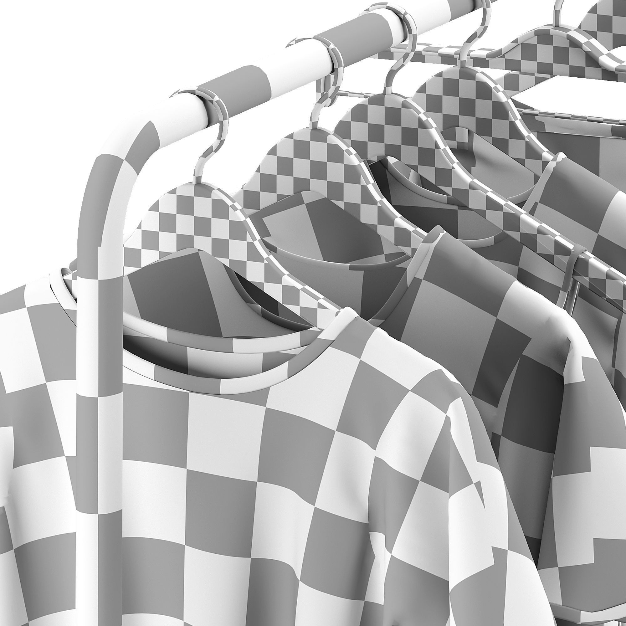 IKEA Turbo Clothes Rack with Clothes Set 3D model_10