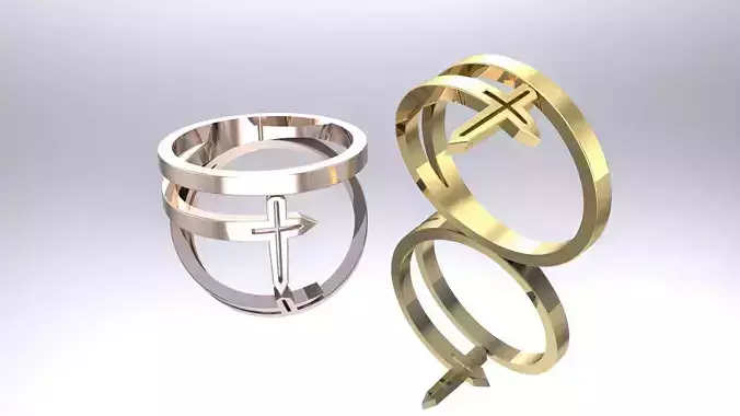 Solitaire Cross Ring 3D Model