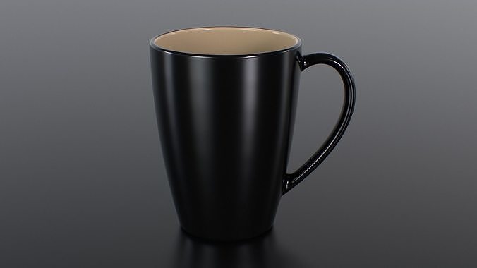 Latte Ceramic Mug with 10 Inside Color Variations Low-poly 3D model