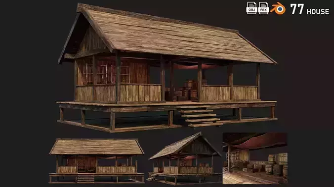 Old Wooden Shed Building House 4K Textures GameReady 77