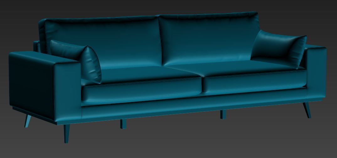 Sofa 3 seater Low-poly 3D model_7