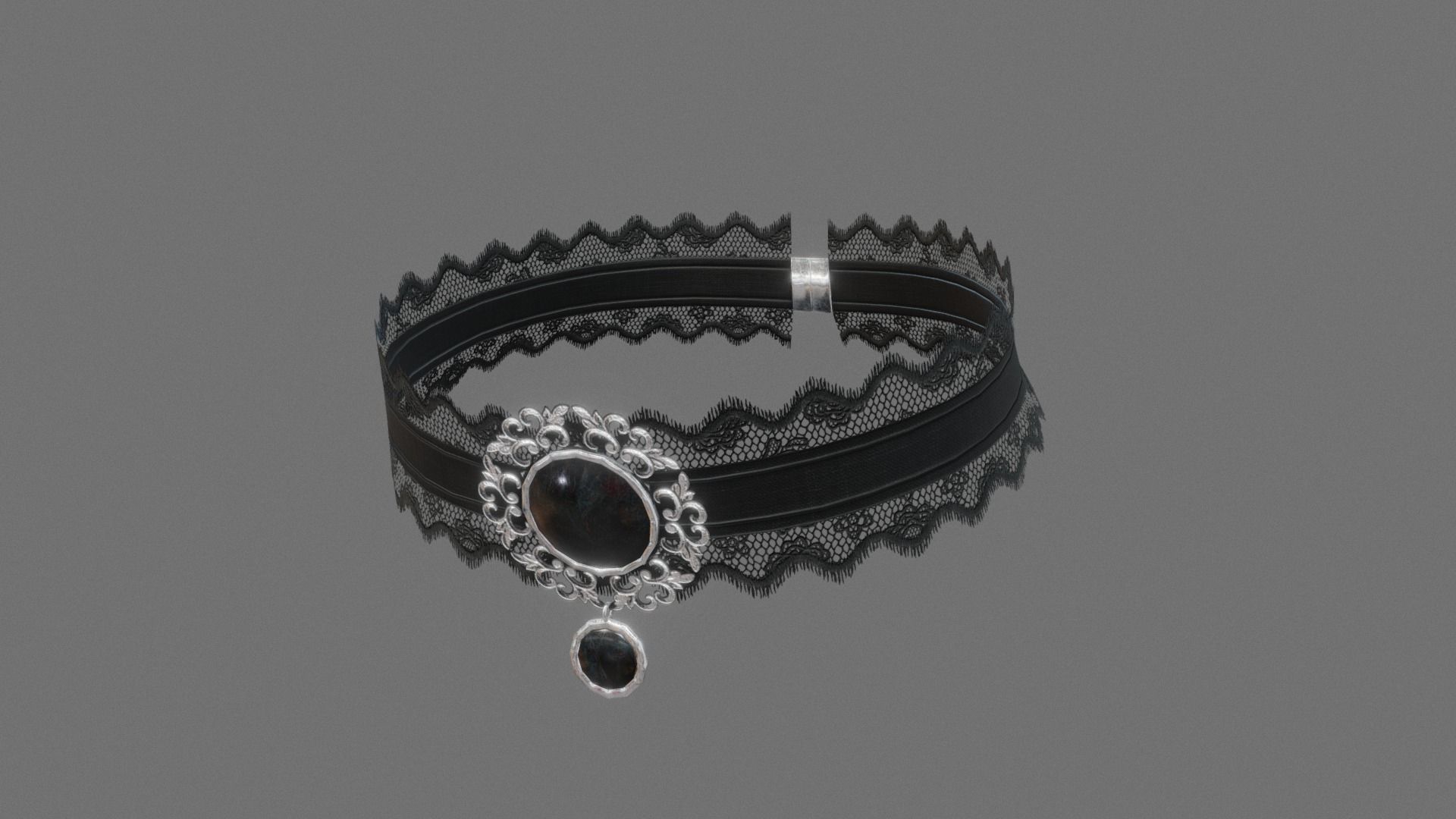 Victorian Lace Choker Low-poly 3D model_2