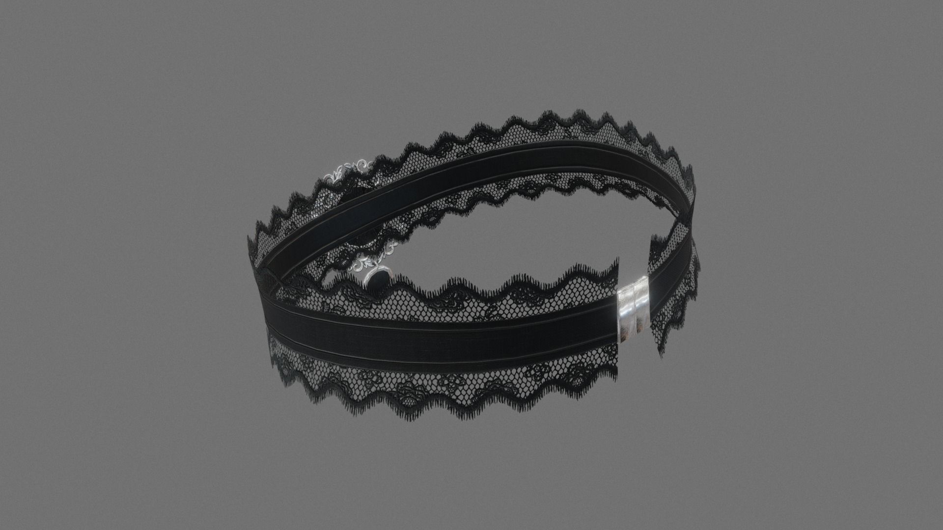 Victorian Lace Choker Low-poly 3D model_1