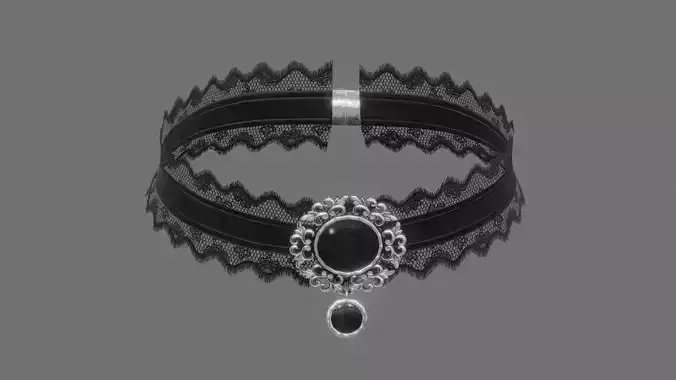 Victorian Lace Choker Low-poly 3D model