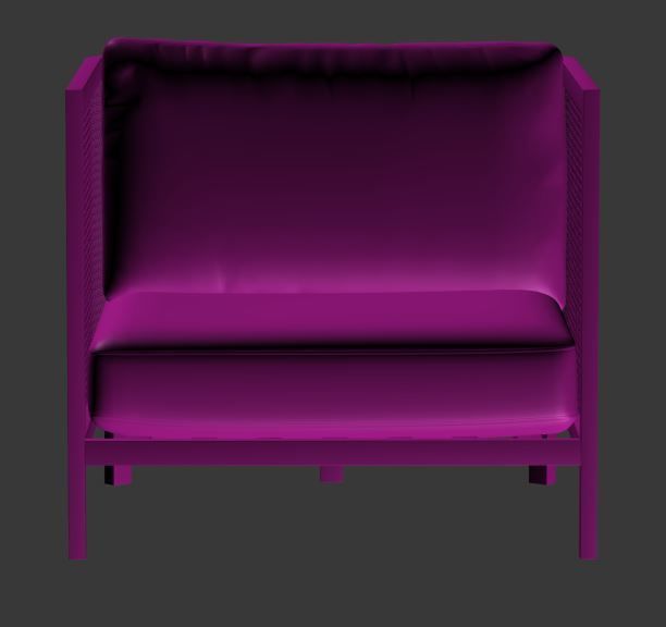 Wicker armchair Low-poly 3D model_6