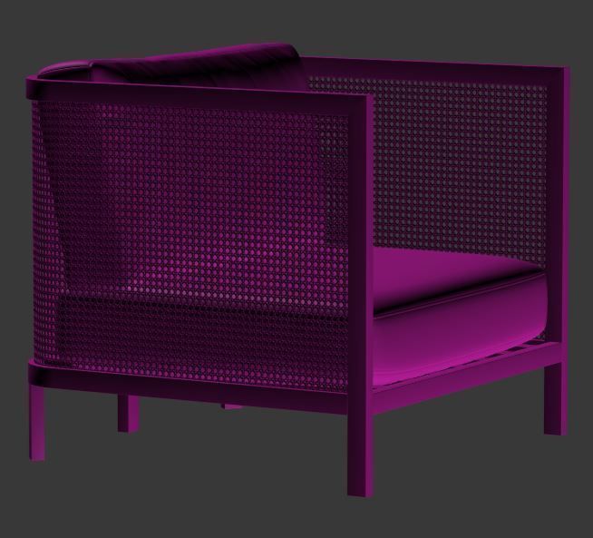 Wicker armchair Low-poly 3D model_8