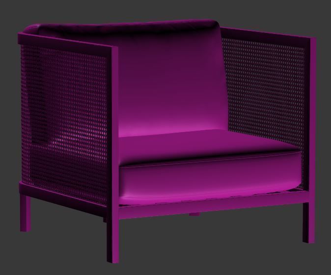 Wicker armchair Low-poly 3D model_7