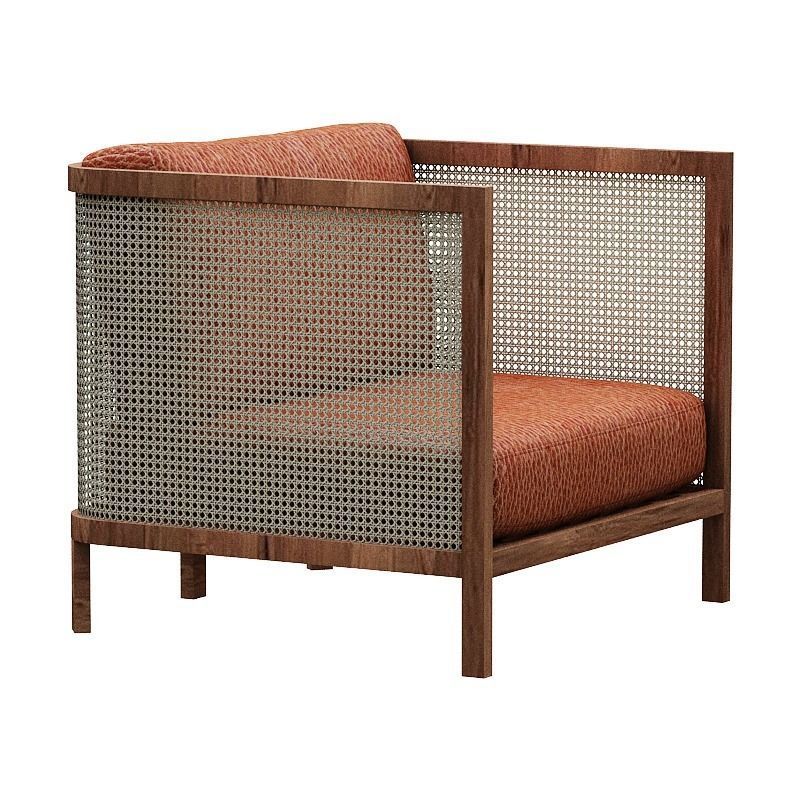 Wicker armchair Low-poly 3D model_2