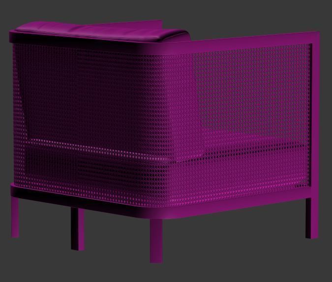 Wicker armchair Low-poly 3D model_10