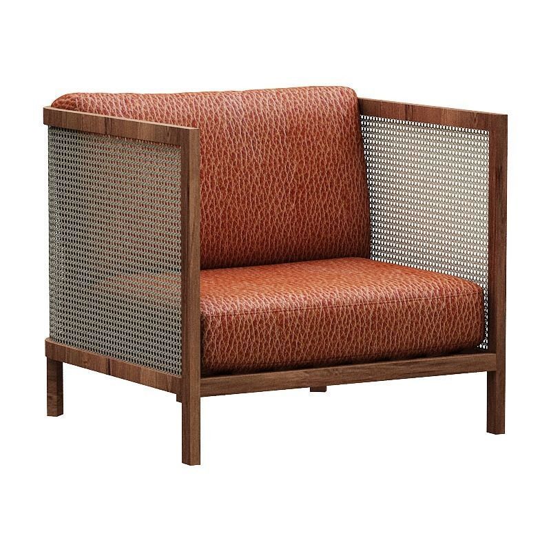 Wicker armchair Low-poly 3D model_1