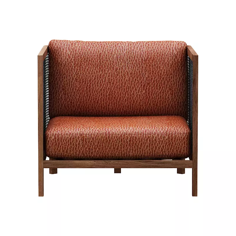 Wicker armchair Low-poly 3D model_0