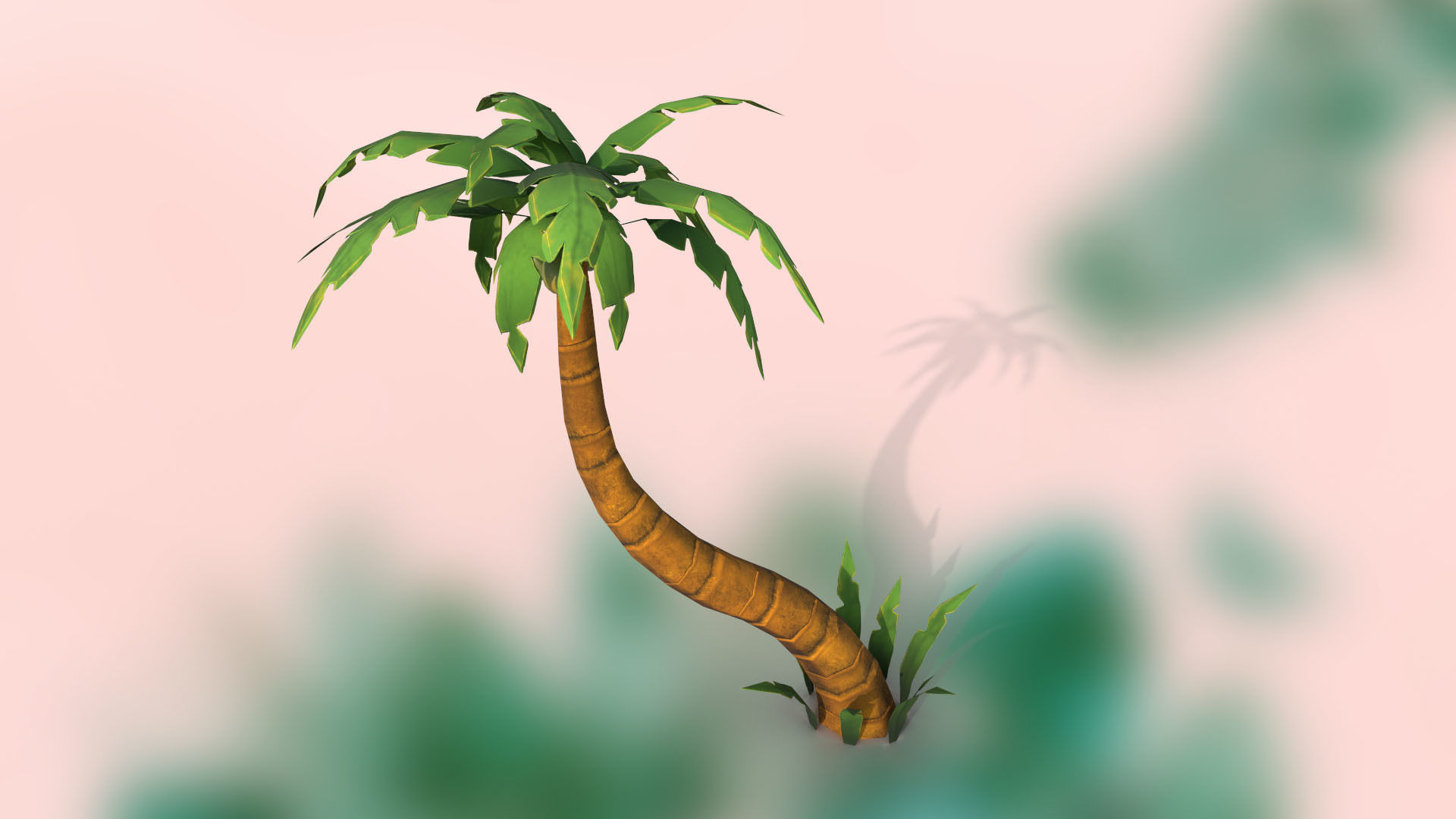 Stylized palm tree PBR low-poly game ready Low-poly 3D model_3