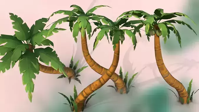 Stylized palm tree PBR low-poly game ready Low-poly 3D model