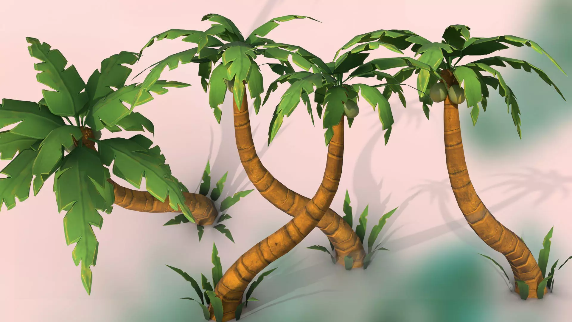 Stylized palm tree PBR low-poly game ready Low-poly 3D model_0