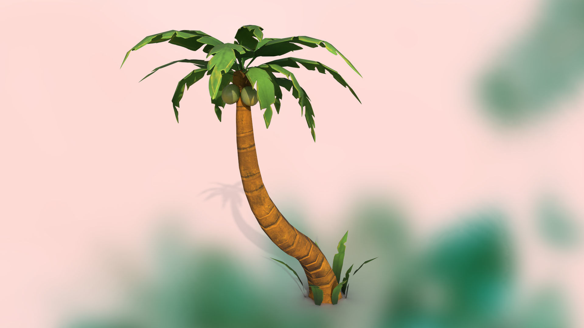 Stylized palm tree PBR low-poly game ready Low-poly 3D model_4