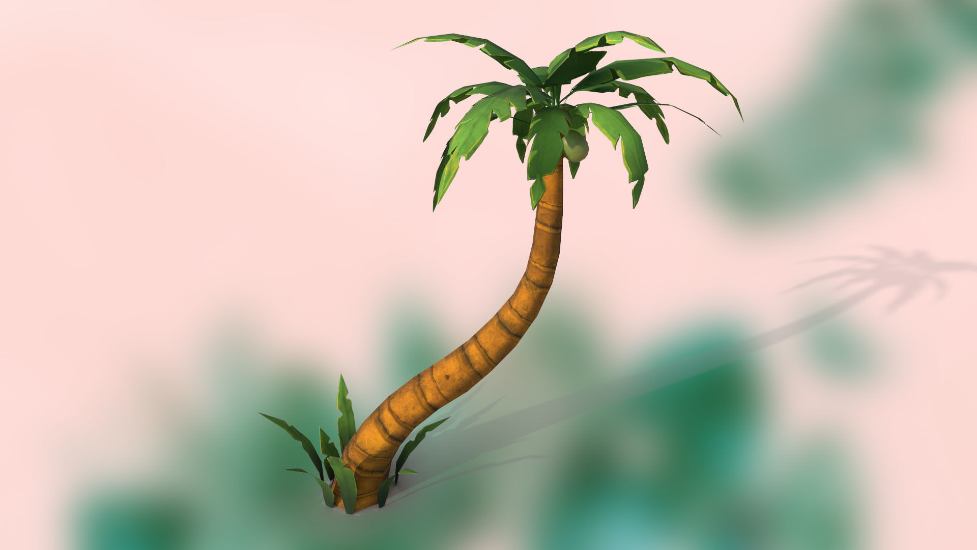 Stylized palm tree PBR low-poly game ready Low-poly 3D model_2