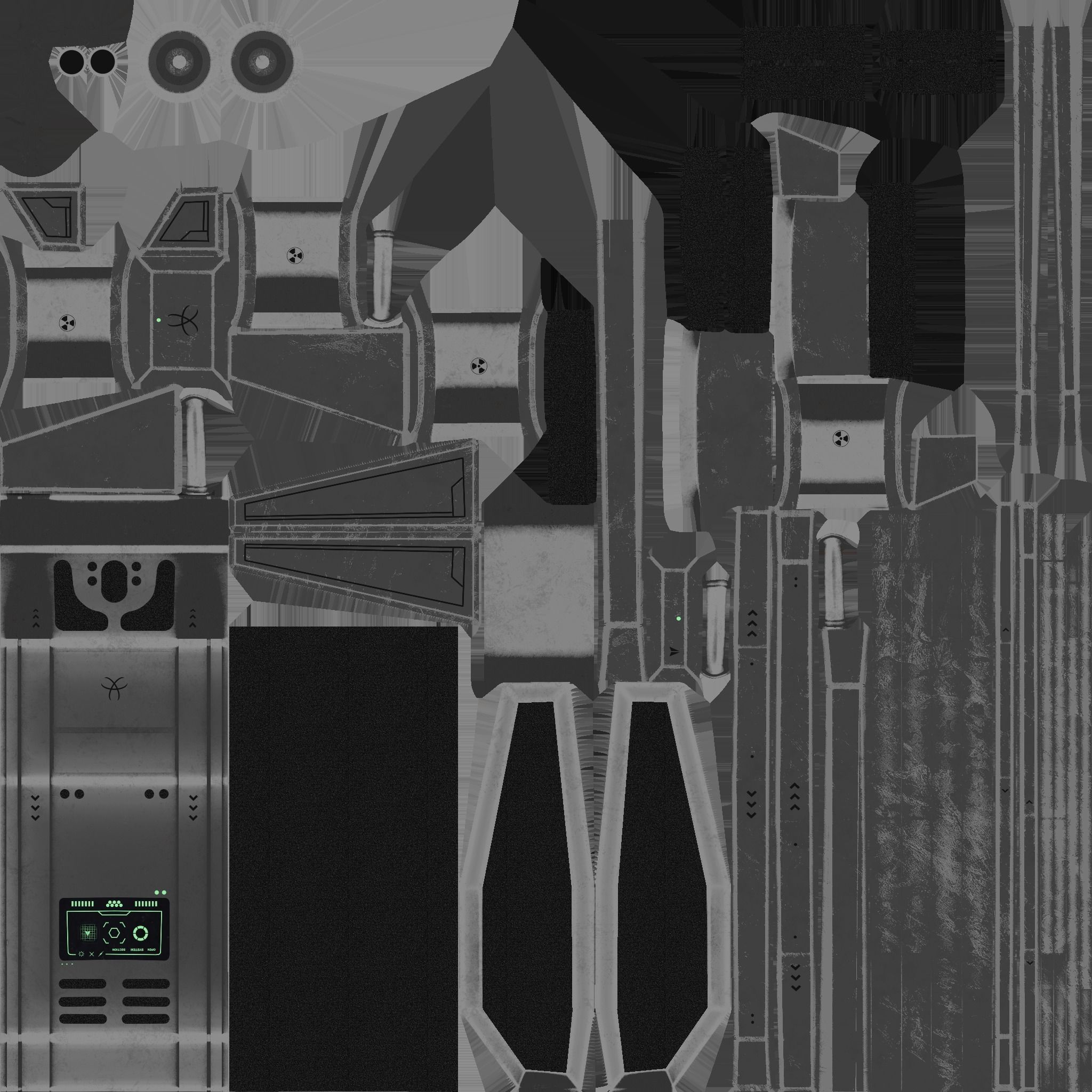 SciFi Backpack F01 Dark Metal - Fashion Character Design Low-poly 3D model_19