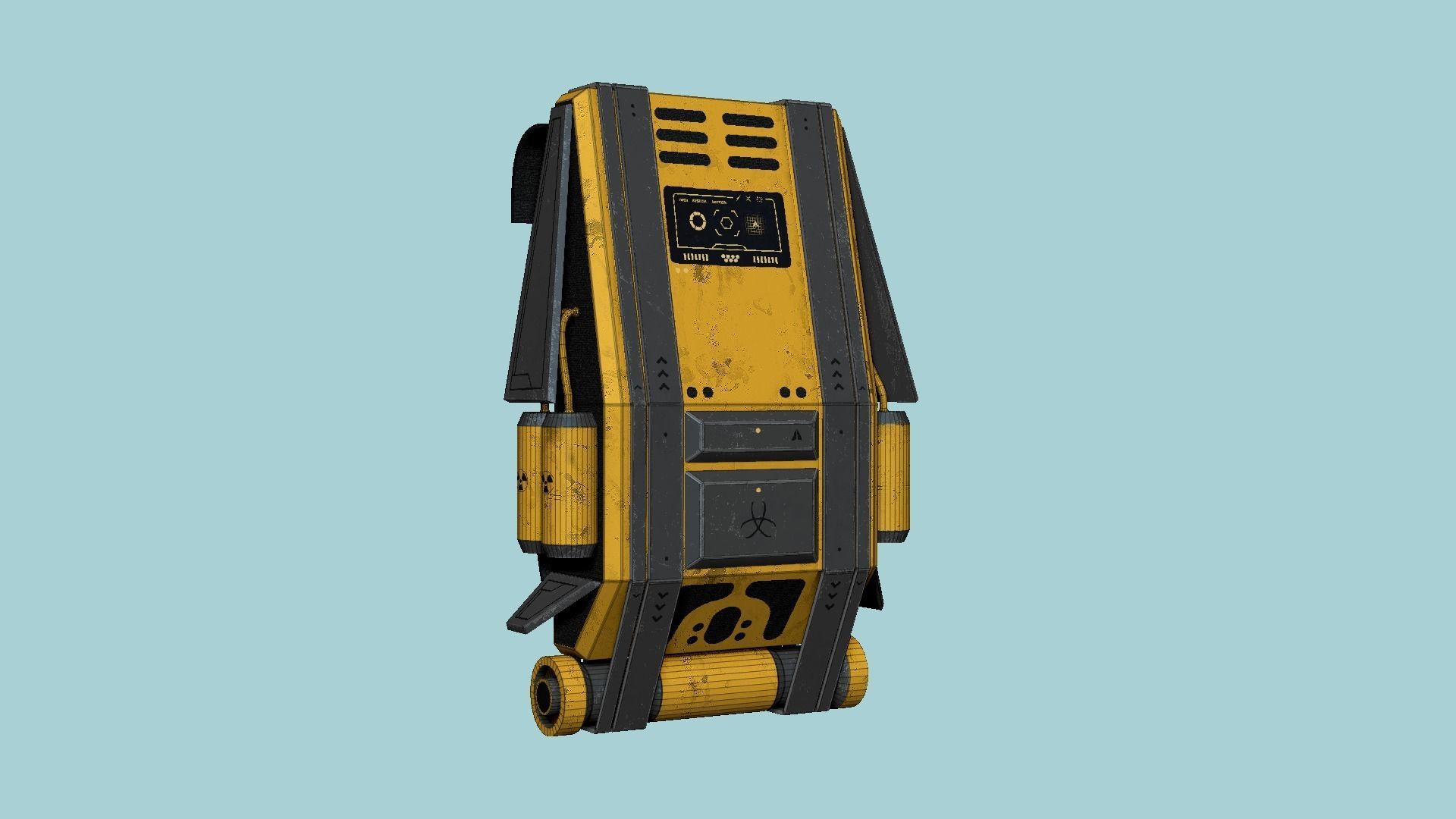 SciFi Backpack F02 Yellow - Fashion Character Design Low-poly 3D model_6