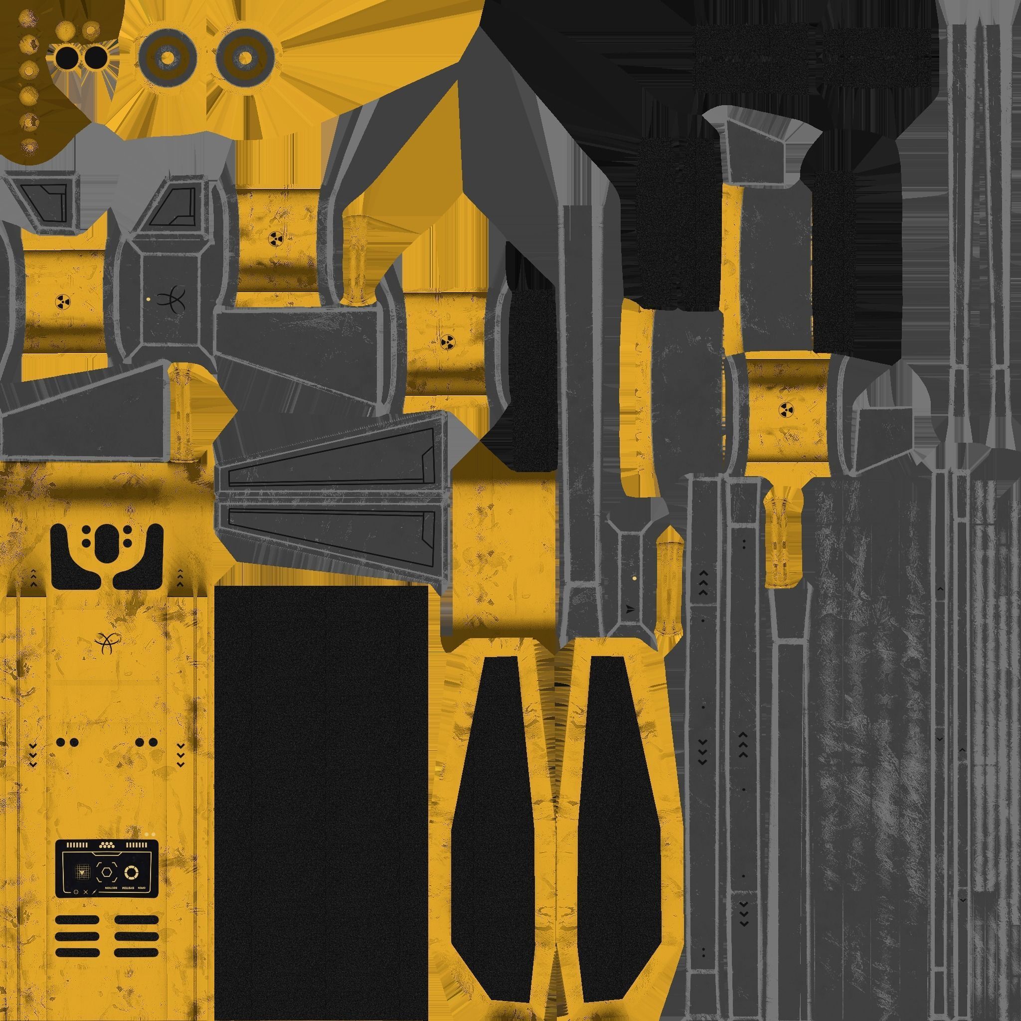 SciFi Backpack F02 Yellow - Fashion Character Design Low-poly 3D model_19