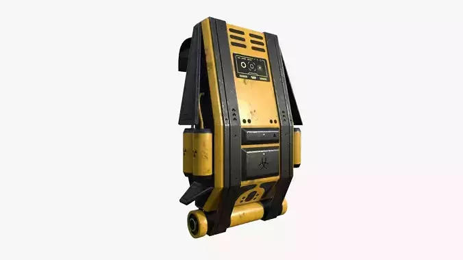 SciFi Backpack F02 Yellow - Fashion Character Design Low-poly 3D model