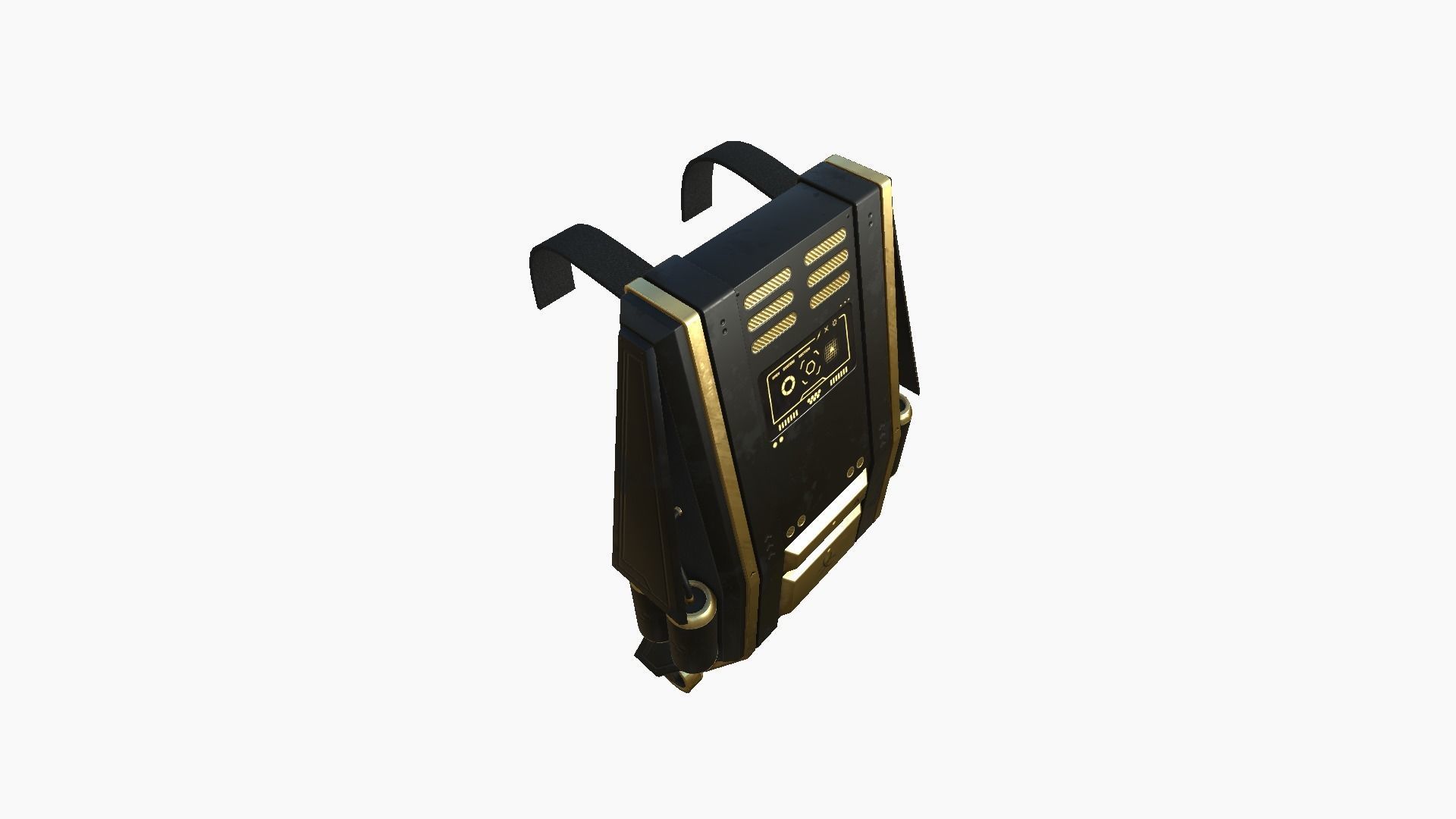 SciFi Backpack F03 Black Gold - Fashion Character Design Low-poly 3D model_4