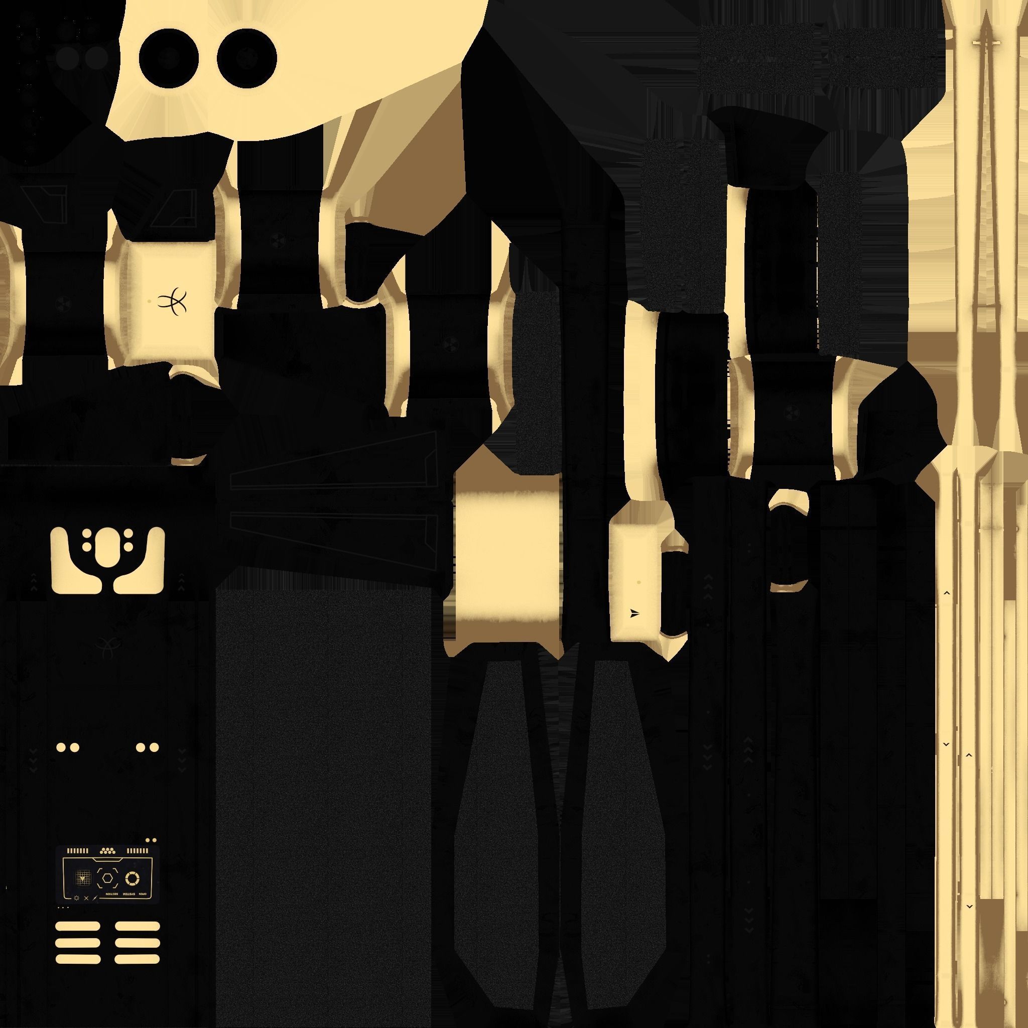 SciFi Backpack F03 Black Gold - Fashion Character Design Low-poly 3D model_19