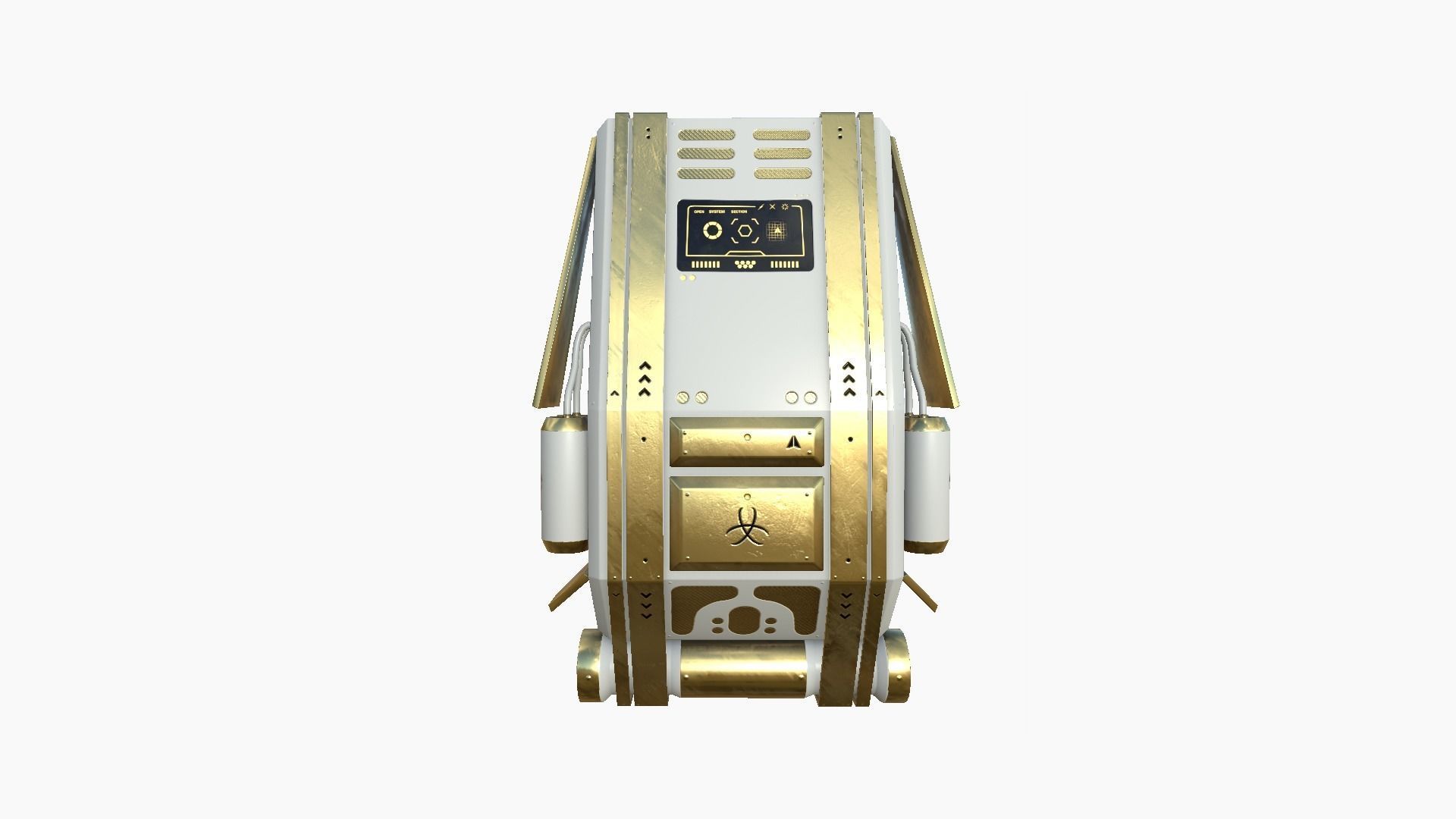 SciFi Backpack F04 White Gold - Fashion Character Design Low-poly 3D model_1