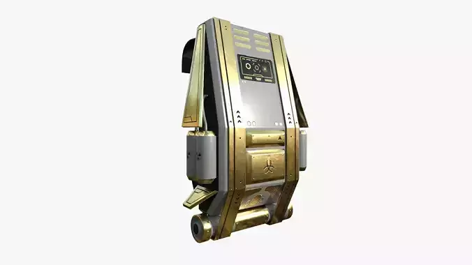 SciFi Backpack F04 White Gold - Fashion Character Design Low-poly 3D model