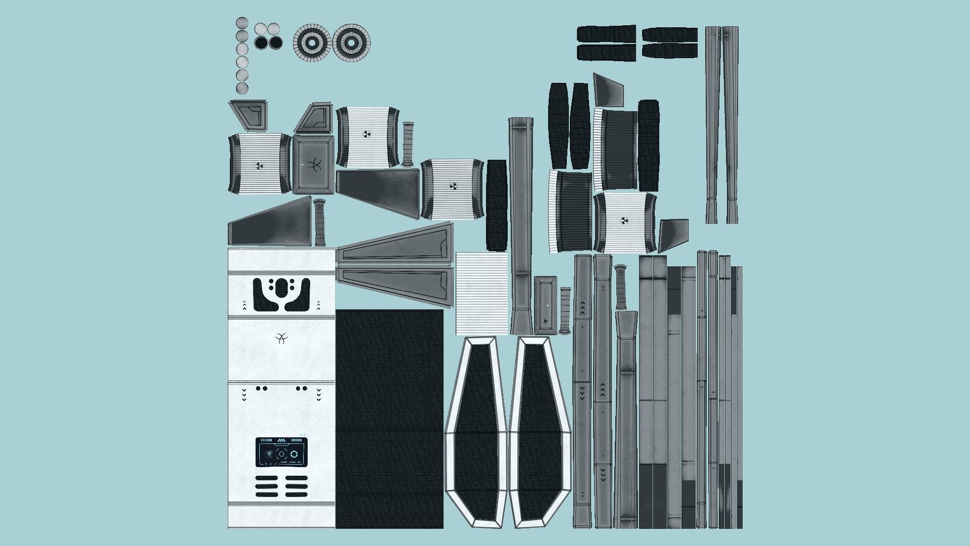 SciFi Backpack F05 Steel Bright - Fashion Character Design Low-poly 3D model_5