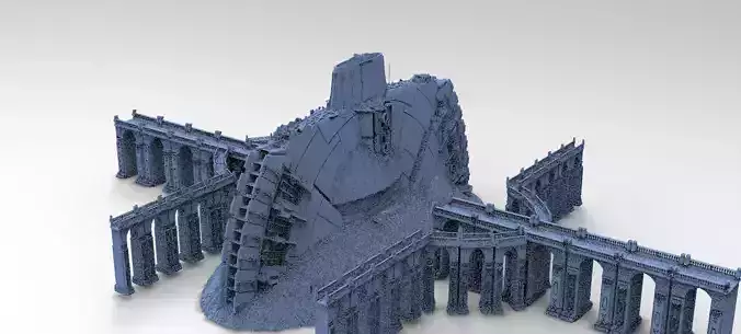 Art Deco Sci-F Mothership base with bridges 