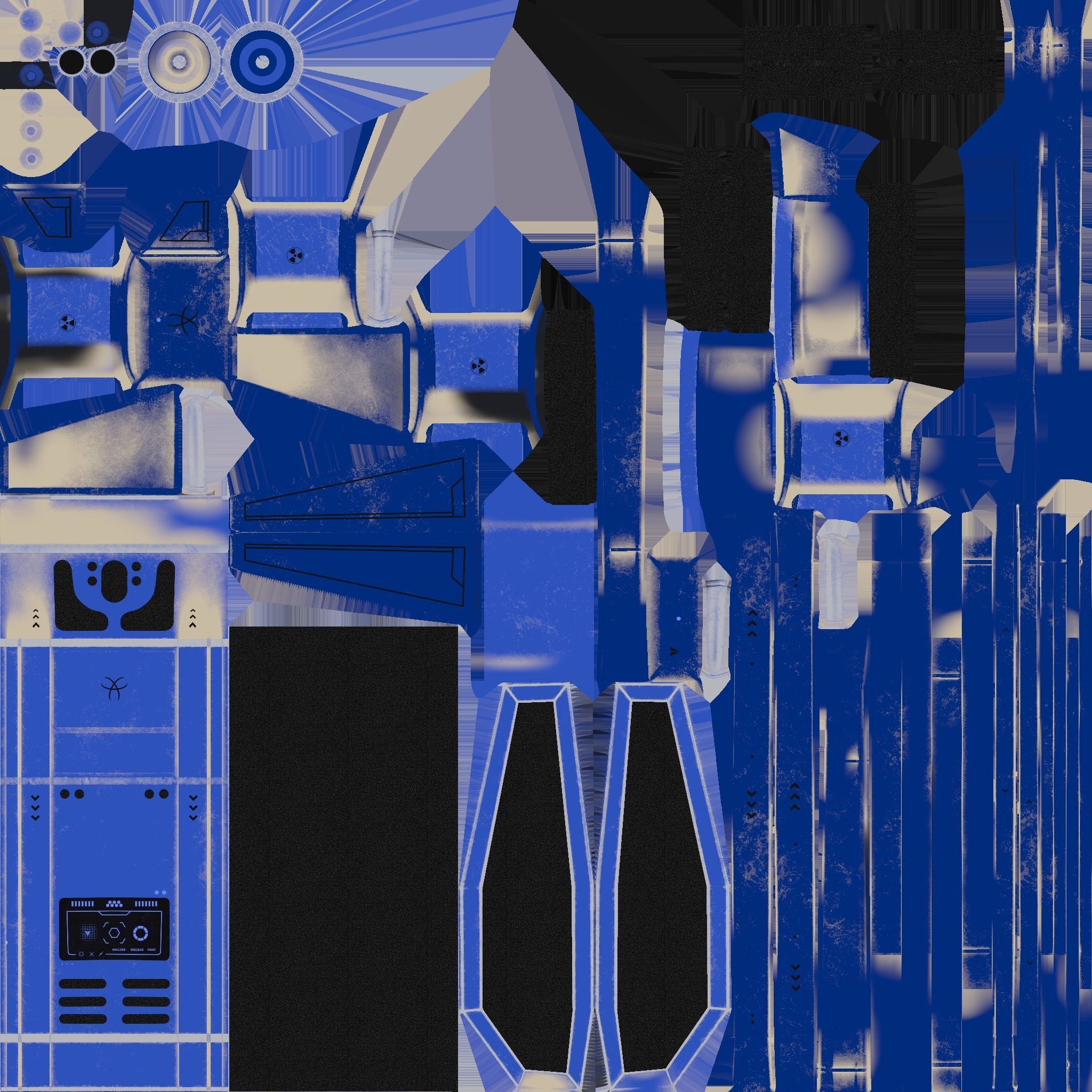 SciFi Backpack F06 Blue - Fashion Character Design Low-poly 3D model_19