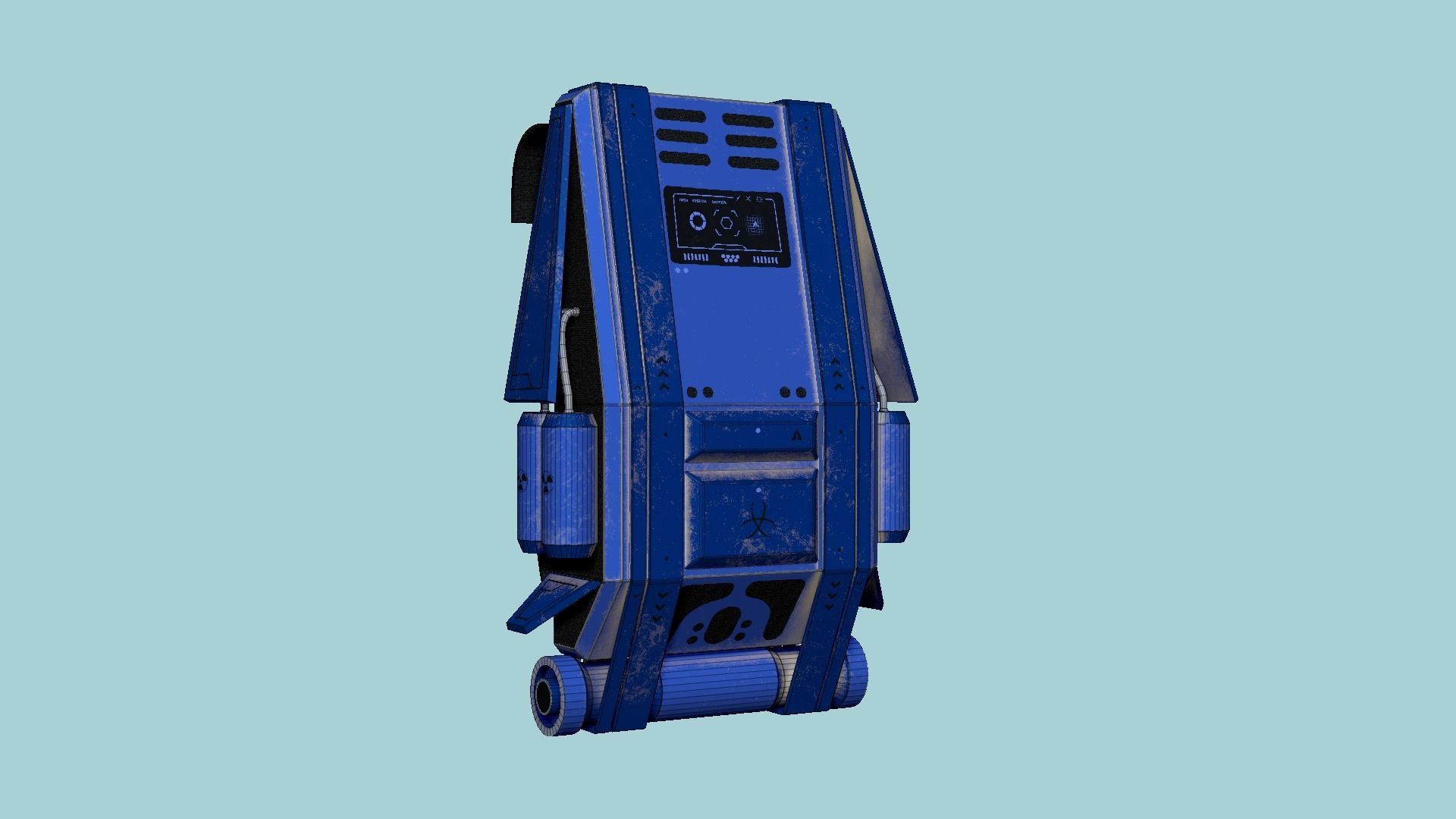 SciFi Backpack F06 Blue - Fashion Character Design Low-poly 3D model_6