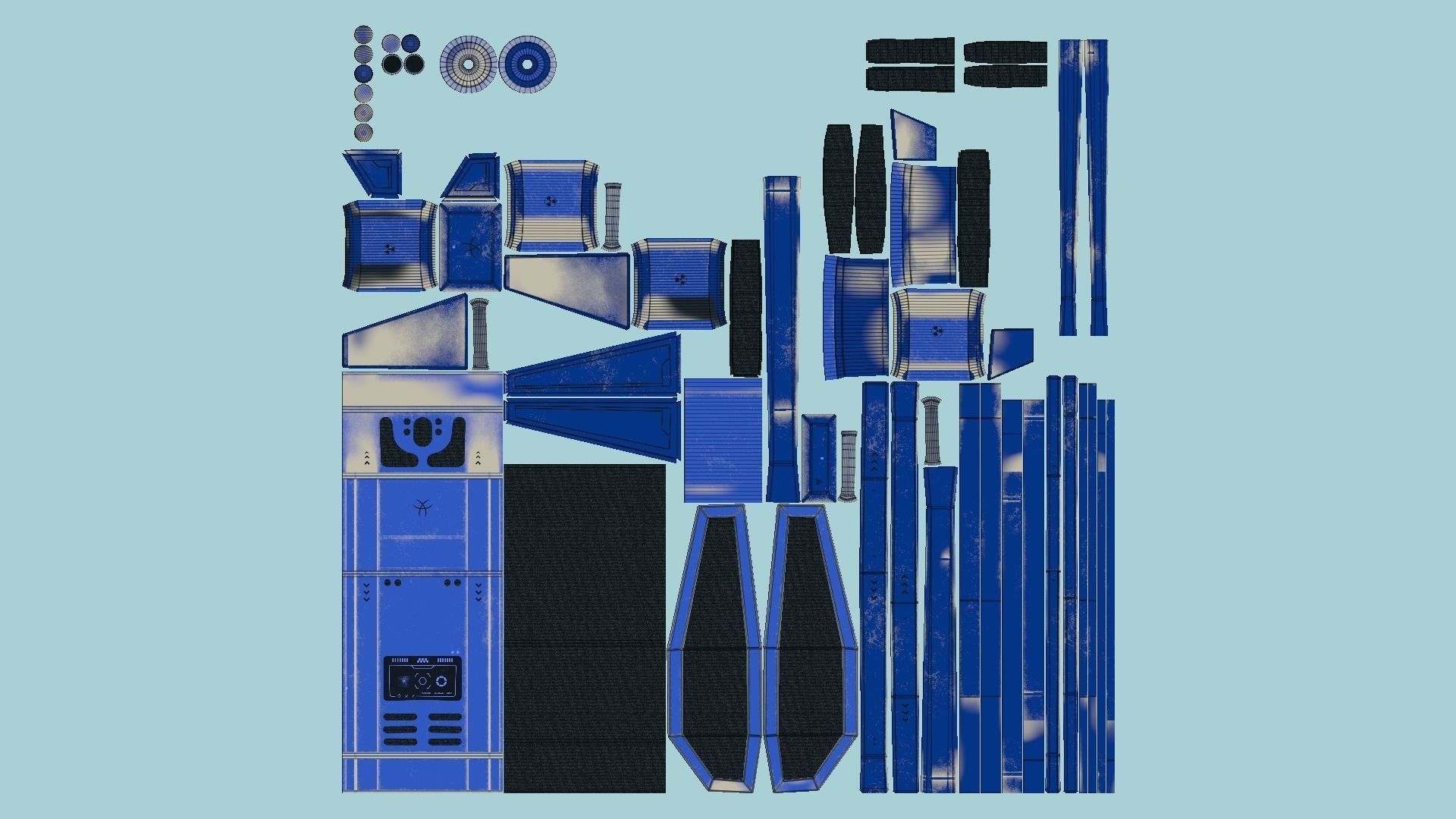 SciFi Backpack F06 Blue - Fashion Character Design Low-poly 3D model_5